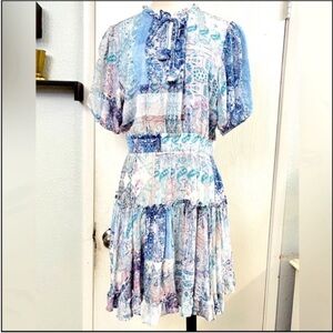 Dear John Blue/Pink Patchwork Mini Dress Sz L
